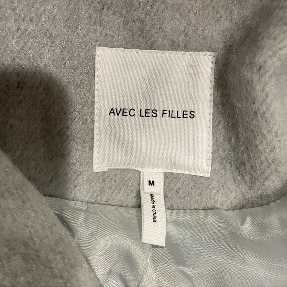 AVEC LES FILLES SAILOR STRIPE DOUBLE-BREASTED‎ PEACOAT, blue gray sz medium NEW! - Picture 8 of 12